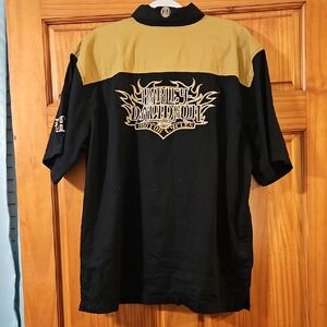 Harley-Davidson Black and Gold Casual Shirt